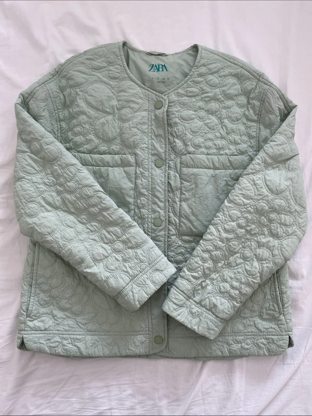 Zara Girls’ Oversized Quilted Puff Jacket in Mint Size 11-12Y